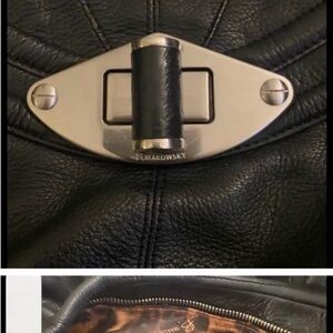 B. Makowsky Black Leather Purse with Silver Accents used